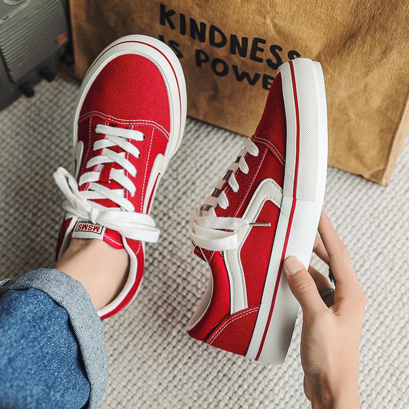 Hot Sale Classic Red Men Canvas Shoes Fashion Lace-up Mens Canvas Sneakers Hip Hop Skateboard Casual Shoes Men Vulcanized Shoes