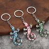 Keychain Pendant Geometric Pattern Imitation Gecko Design Zinc Alloy Key Chain Electroplated Design Key Holder Backpack Car Accessory