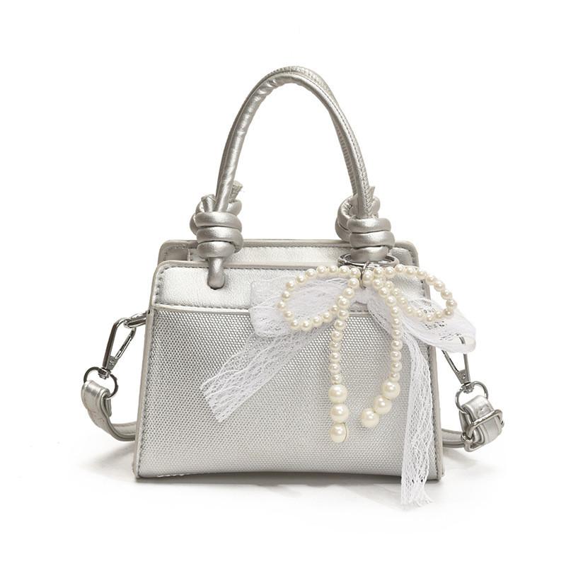 Design Minimally Spliced Children Casual Single Shoulder Square Bag With Pendant