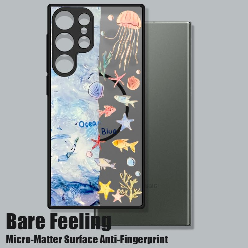 Magnetic For Magsafe Case For Samsung Galaxy S26 Ultra S25 Edge S24 S23 S22 Plus S21 FE Shark Ocean Fish Print Hybrid Matte Cover