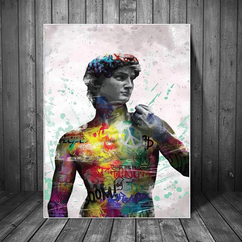 Graffiti David Canvas Paintings on the Wall Art Posters and Prints Portrait of David Street Modern Art Pictures Home Wall Decor