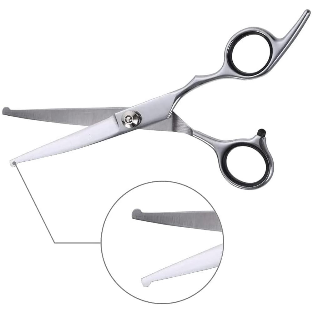 Dog Grooming Scissors Stainless Steel Curved Pet Scissors Dogs Shears Safety Round Head Pet Hair Cutting Scissors Tijeras Puppy