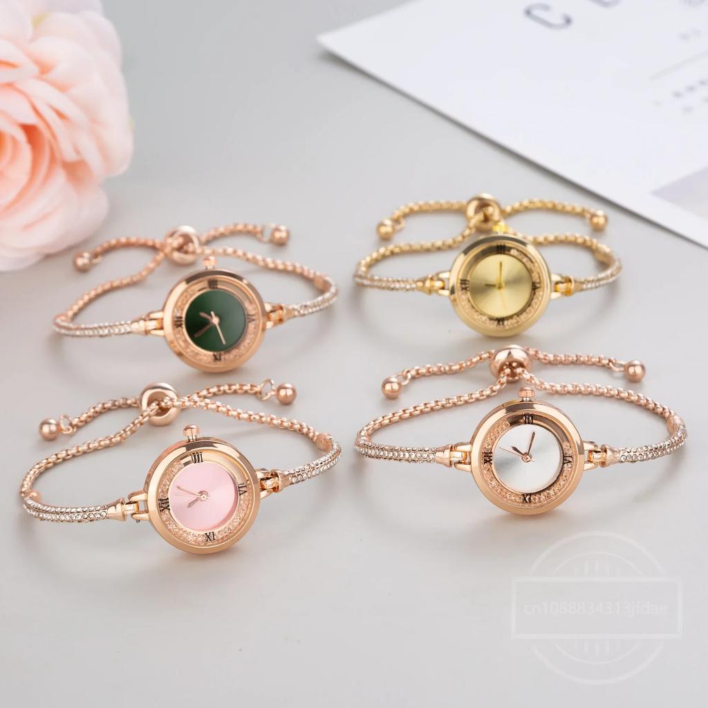 Fashion Women's Wristwatch Gold Bracelet Small Dial Elegant Watch New Cute Women Steel Bracelet Watch Quartz Wristwatch