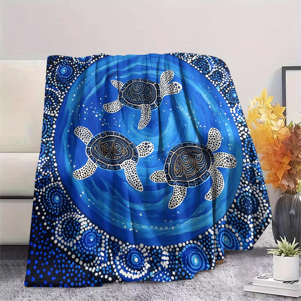 Tortoise Print Flannel Blanket, High quality Comfortable for All Seasons, Home Decor, Warmth and Comfort, Perfect for Christmas Gifts