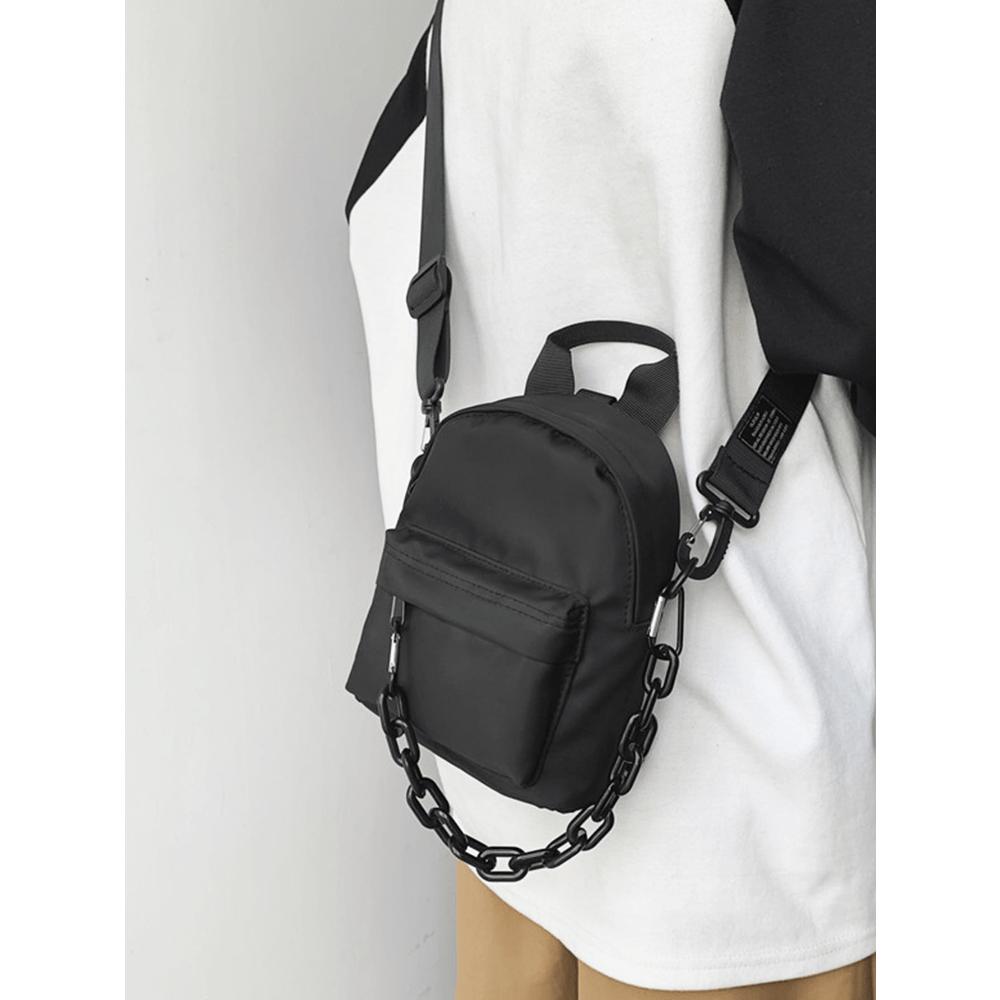 Sporty, Unisex, Lightweight, Business Casual Mini Chain Decor Satchel Bag For Teen Girls Women College Students, Rookies & White-collar Workers