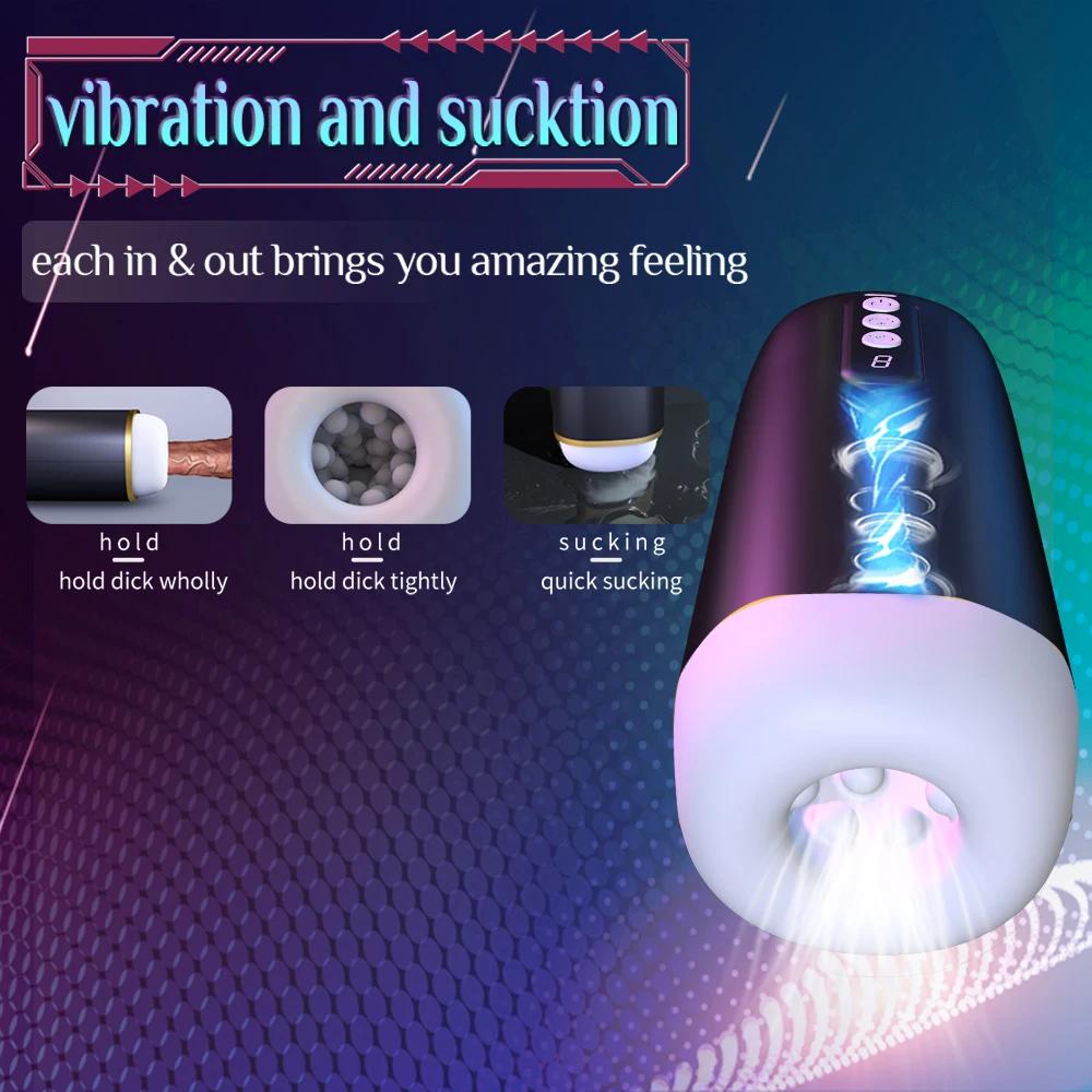 2025 New Automatic Masturbator for Men 18+ Blowjob Sucking Sex Machine Real Vagina Pocket Pussy Penis Oral Masturbator Vibration Men Sex Toy
