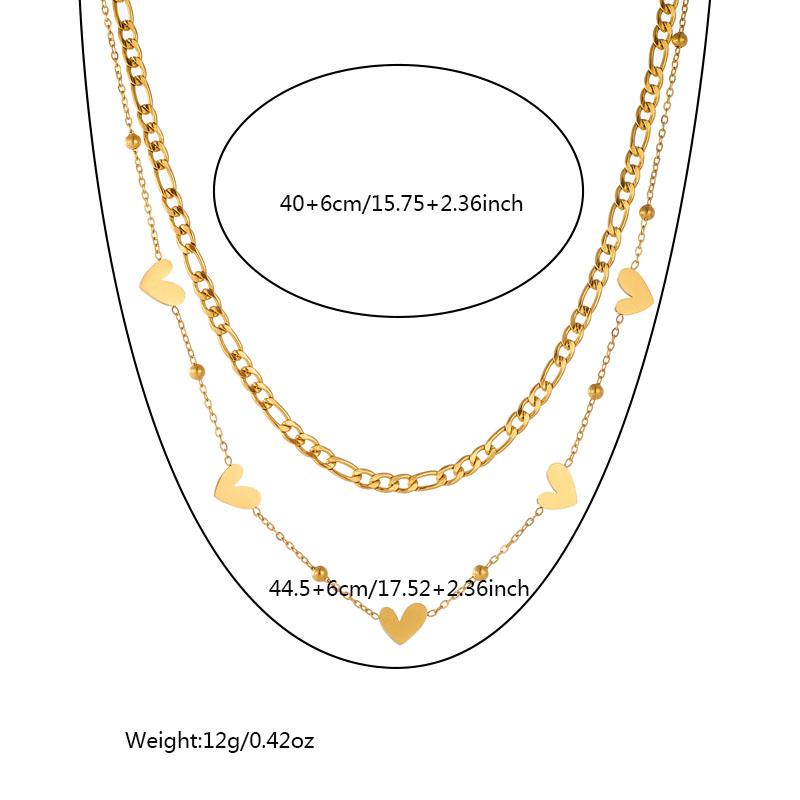DIEYURO 316L Stainless Steel Minimalist Heart Shape Bilayer Necklace Girl New Exquisite Love Gold Chain Neck Jewelry Gift