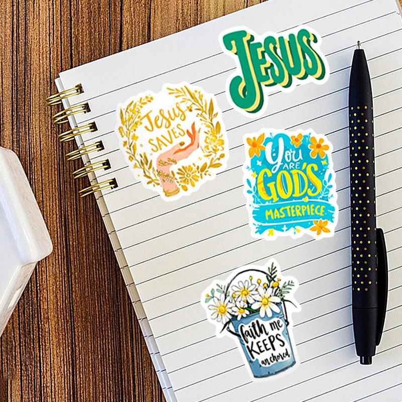 Bible Sticker Set Bible Inspirational Scrapbook Decals 50X Cute Journaling Stickers Colorful Jesus Stickers For Scooter Phone