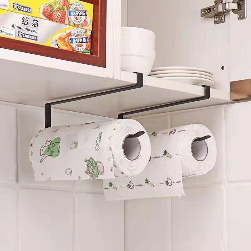 

No-Drill Kitchen Paper Holder: Cabinet Roll & Towel Storage Rack чорний