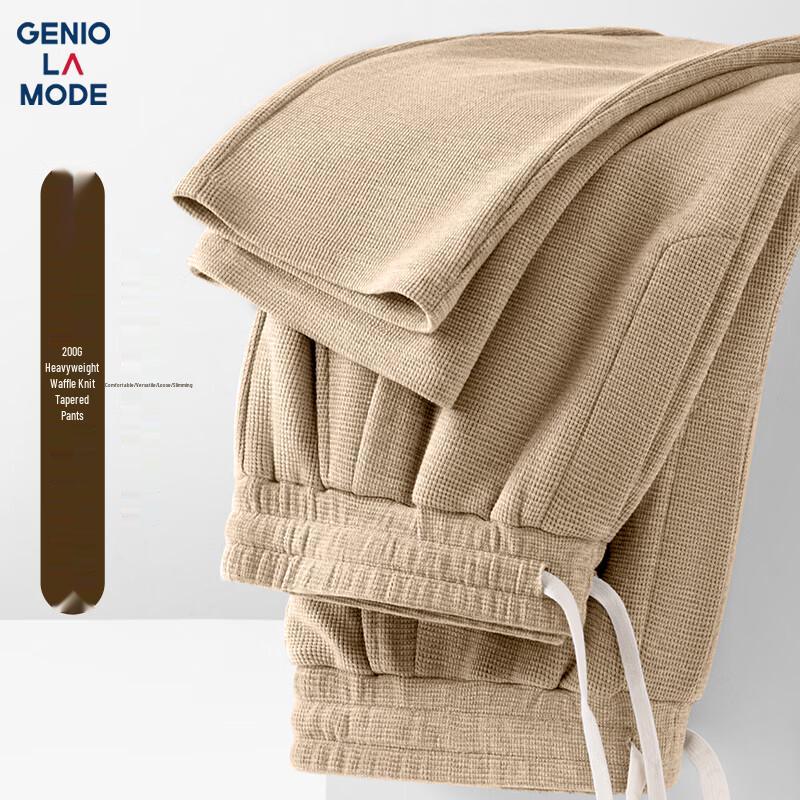 

GENIOLAMODE Men s Heavyweight Waffle Knit Casual Straight-Leg Pants 2XL