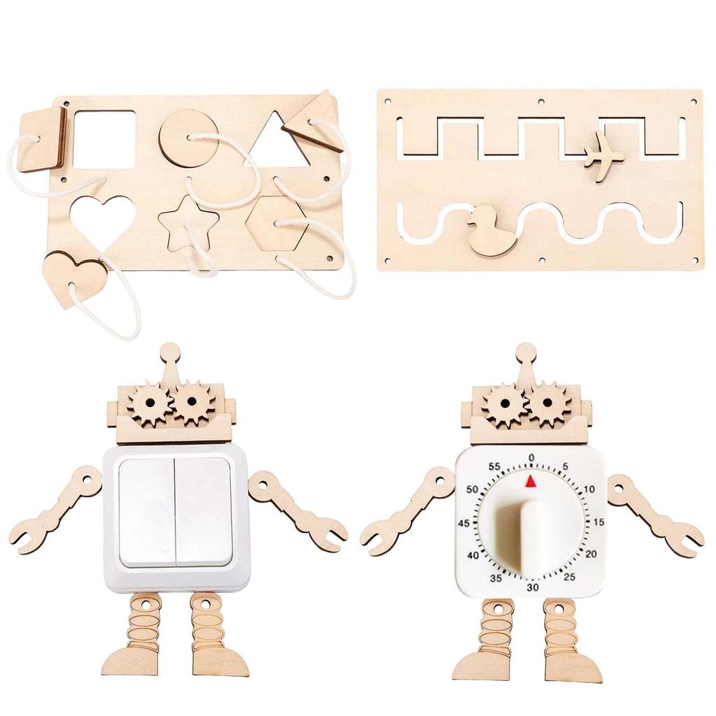 Busy Board DIY Accessories Material Basic Skill Sensory Toy Unpainted Activity for Kids Preschool
