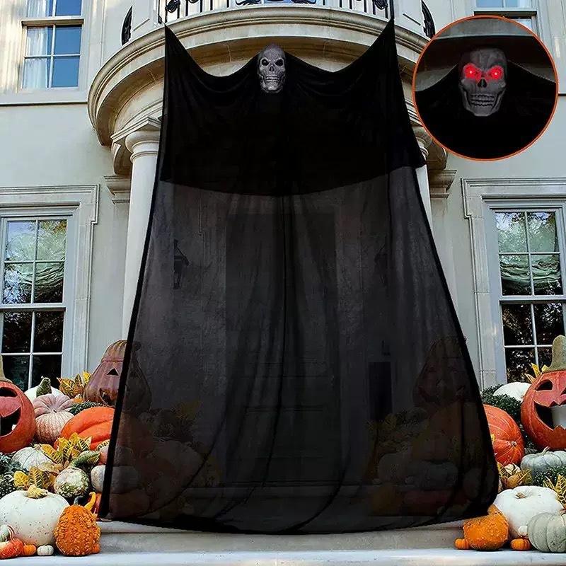 Halloween Decoration Big Hanging Ghost Voice-Activated Luminous Mask Ghost Hanging Ghost Outdoor Haunted House Secret Room Horror Props