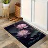 Dunkler Hintergrund Rosa Lotusblume Fußmatte Elegantes Seerosenblatt Teich Druck Rutschfest Wasserabsorbierend Badezimmer Küche Bodenmatte