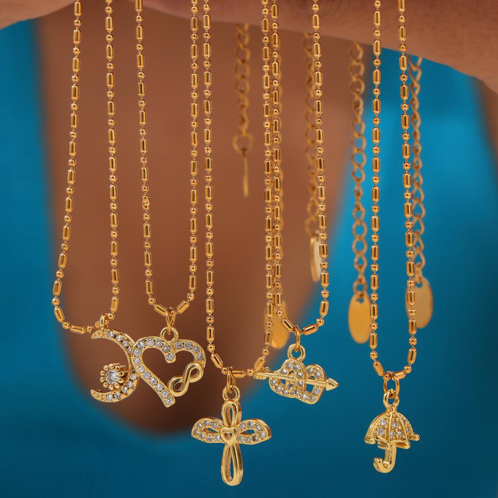 Japan And South Korea'S New Fashion Light Luxury Niche Design Titanium Steel Plated 18K Gold Geometric Diamond-Set Necklace Jewelry