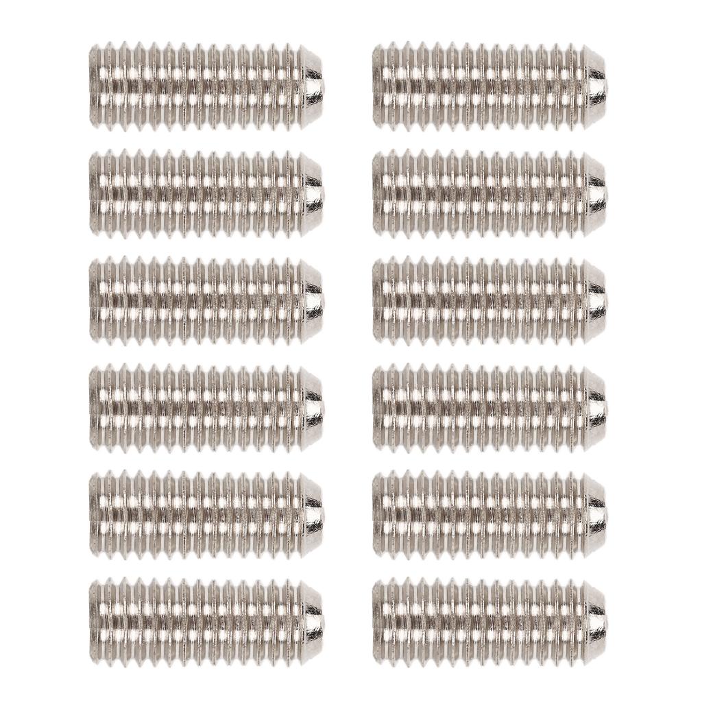 12Pcs Saddle Height Screws Metal Adjustment Set Electric Guitar Bridge Parts Accessories Silver