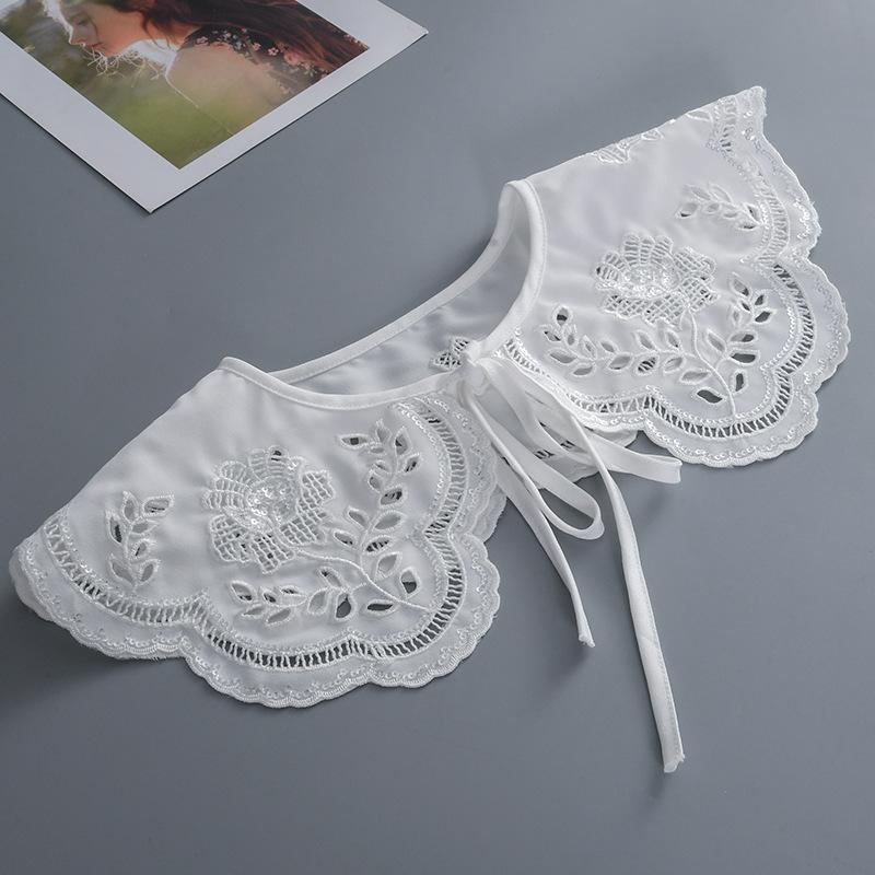 Fashion  Women Girls Lolita Doll Shawl Fake Collar Embroidery Necklace Lapel Blouse Shoulder Wrap Short Capelet False Collar