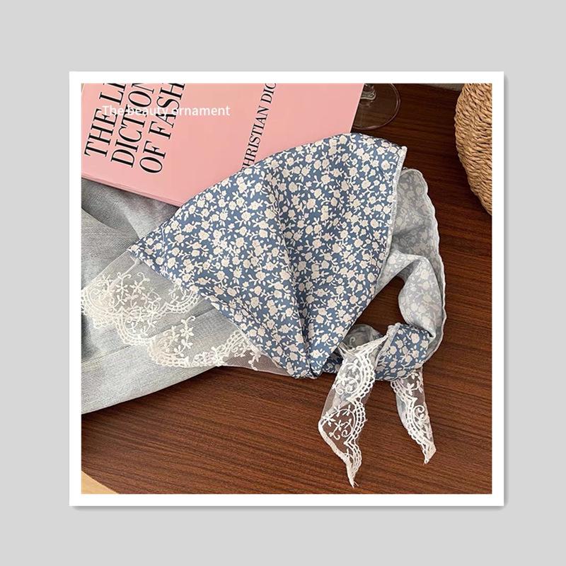 Women's French Lace Triangle Scarf: Lightweight, Breathable & Versatile Headscarf and Hair Ribbon