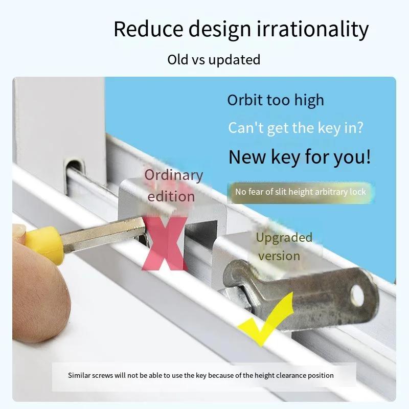 Non-perforated Window Latch Screen Limiter Aluminum Alloy Door and Window Fixed Push-pull Child Lock Buckle Anti-theft Lock