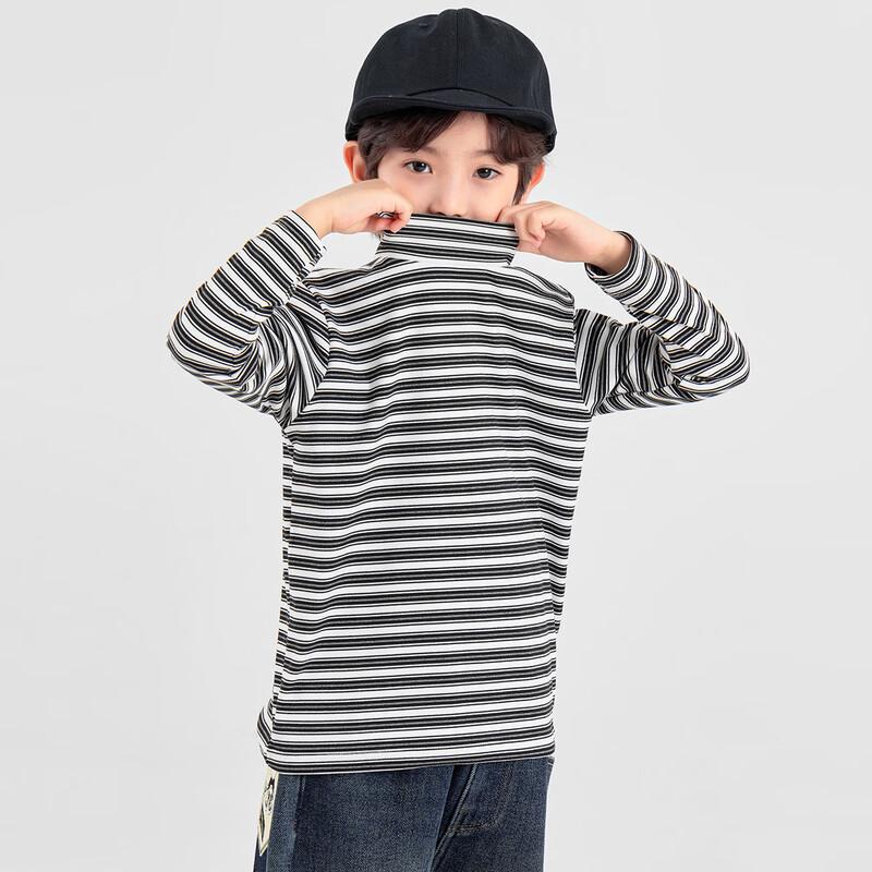 Boy s Winter Striped Mock Neck Thermal T-shirt 110