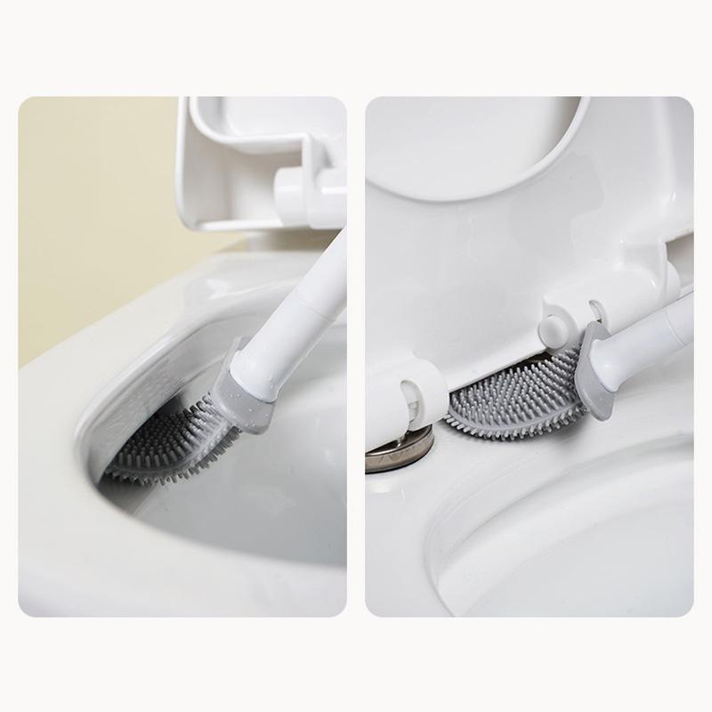Wall Mounted Non Perforated Toilet Brush, Toilet Cleaning Brush Detachable Pole Household Toilet Brush