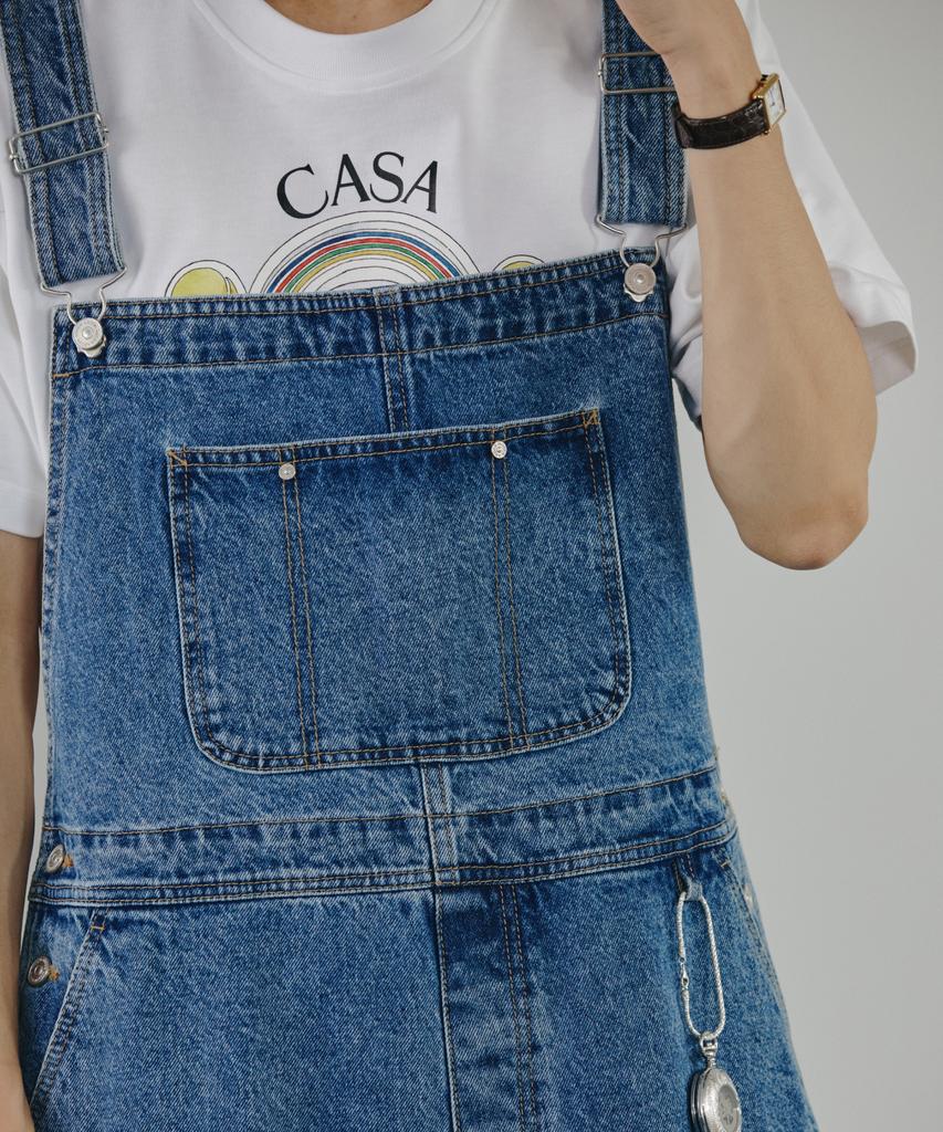 Modenaleudeo Classic Overall Denim Pants (Medium Blue)