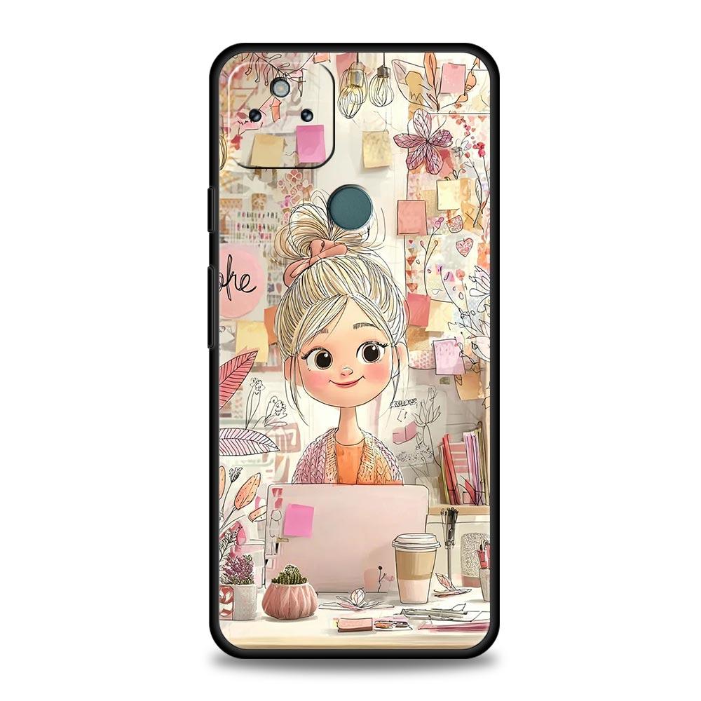 

Cartoon Girl Phone Case Cover for Google Pixel 10 9 8 7 6 9A 8A 7A 6A Pro Shockproof Soft TPU 9 Pro XL Shell Capas Fundas Coque Pixel 7 Pro