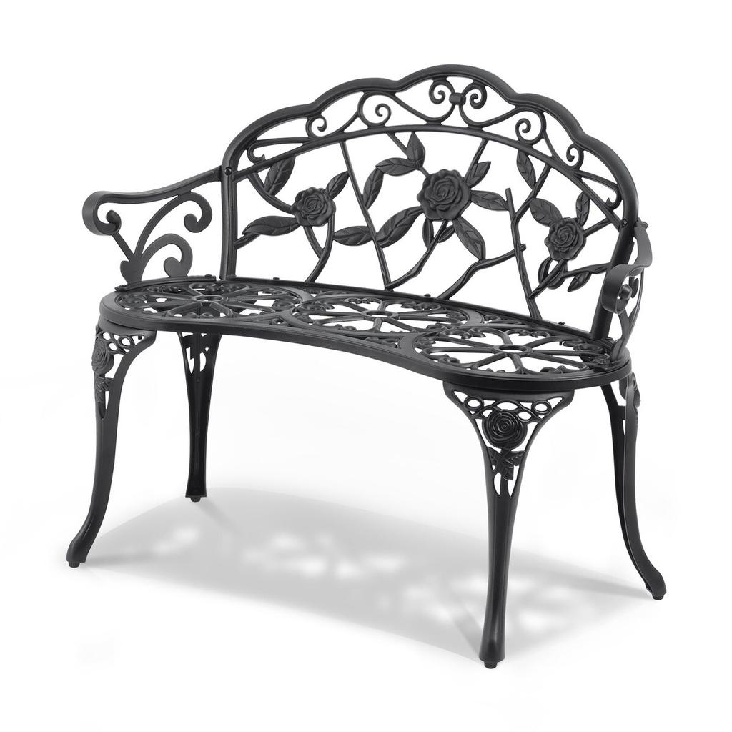 Outdoor Bench, 38.8 Inches Metal Garden Bench for Outdoors, 480 Lbs Load Capacity Bench, Outdoor Garden Park Bench with Backrest and Armrests, Patio
