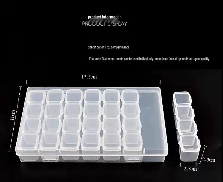 

28-секционный прозрачный контейнер с откидной крышкой для хранения бусин, ювелирных изделий и аксессуаров для нейл-арта