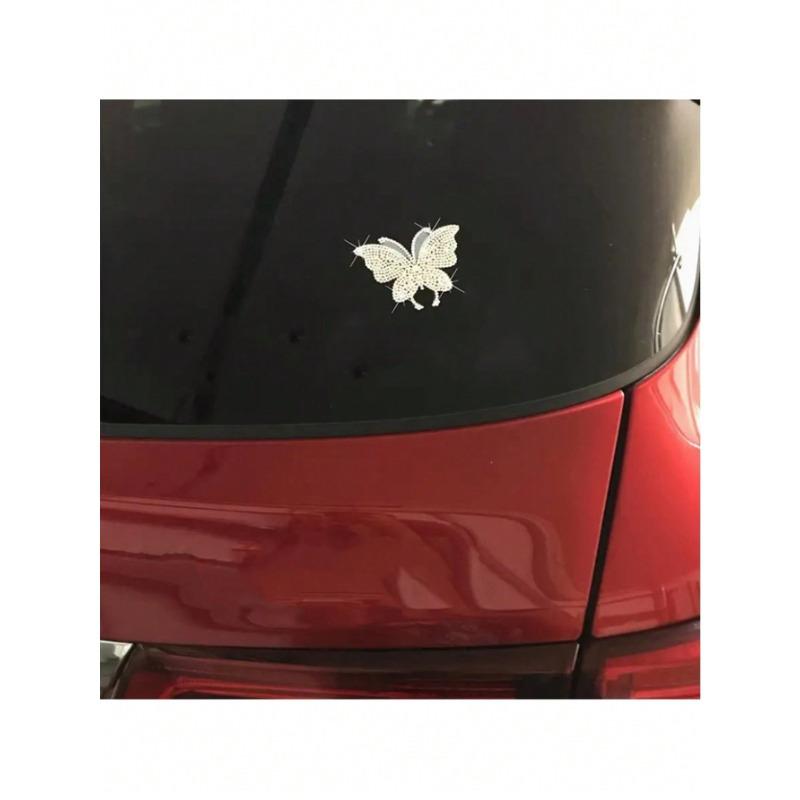 Shiny Butterfly Car Sticker Sets - Crystal Rhinestone Vinyl Decals for Women and Girls, Glittering Car Exterior Accessories