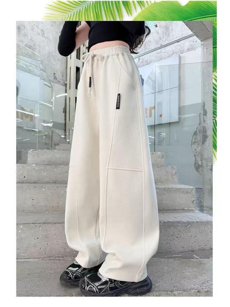 Girls' Wide-Leg Fleece Pants - Autumn/Winter Thickened Casual Sportswear