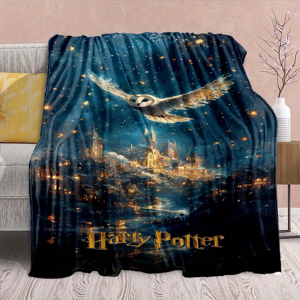 Harry Potter Magic Owl Flannel Blanket - Soft Warm Perfect for Sofa, Bedding Camping Travel Office Home Decor -QJY