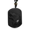 Drop Shipping Natural Black Obsidian Carving Wolf Head Amulet Pendant Necklace Obsidian Blessing Lucky Pendants Fashion Jewelry