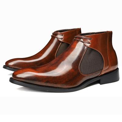 Fashion Fashion Lace-Up for Men Boots 2024 All-match Pointed Toe Men's Shoes Leather Men's Motorcycle Boots Mens High Top  Casual Shoes