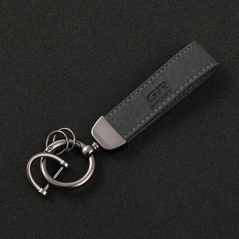 

Suede Leather Car Keychain Key Rings Custom Gift 3D imprinting For Toyota GR GAZOO RACING Toyota Yaris Hilux Corolla Prius Car темно-сірий