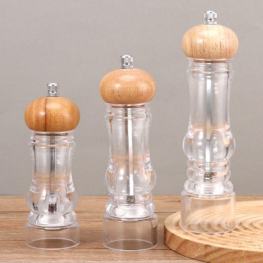 Manual Acrylic Pepper Salt Grinder Adjustable Coarseness Salt and Pepper Bottle  Dinning Table