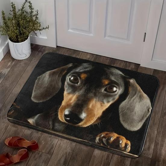 Realistic Animal Floor Mat 3D Optical Illusion Rug Cute Cat Design Entrance Rug Non-slip Dog Doormat for Bathroom Kitchen Living Room Bedroom