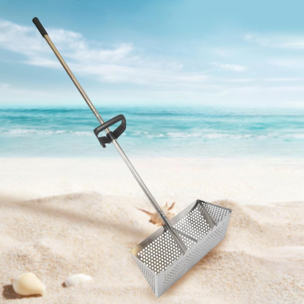 Stainless Steel Sand Screen Collapsible Beach Shark Tooth Screen Sand Crab Trap Beach Sand Scoop Shovel Shell Sand Sieve