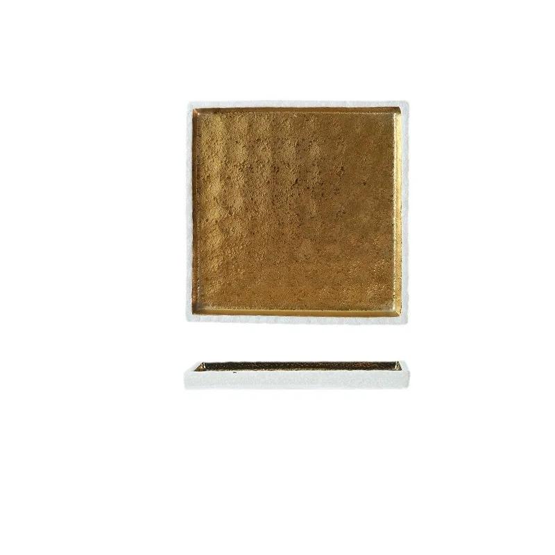 1Pcs Japanese Sushi Plate Gold-plated Ceramic Tableware Creative Steak Plate Roast Bird   Barbecue   Premium Sense Tray