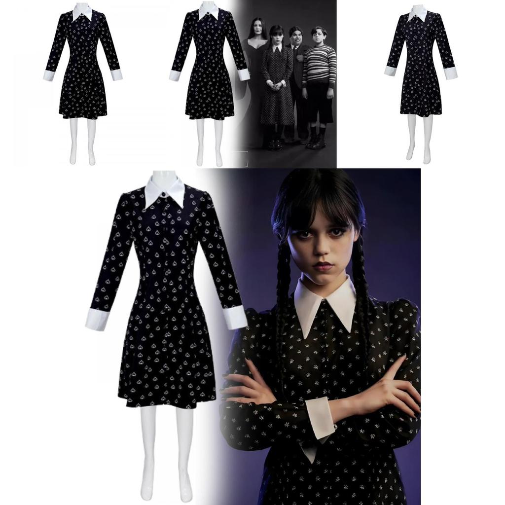 Mittwoch 2-Zeichen-Cosplay-Kleid Aus Flexiblem Material Für Kostümveranstaltungen