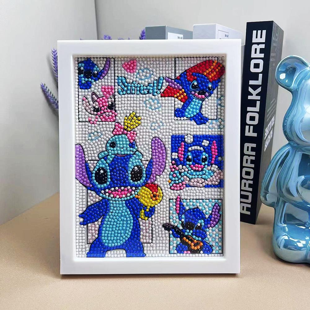 Cartoon Diamond Painting Children's Handmade Diy Diamond Stickers Bedroom Living Room Decorative Painting Masonry Painting with Photo Frame.