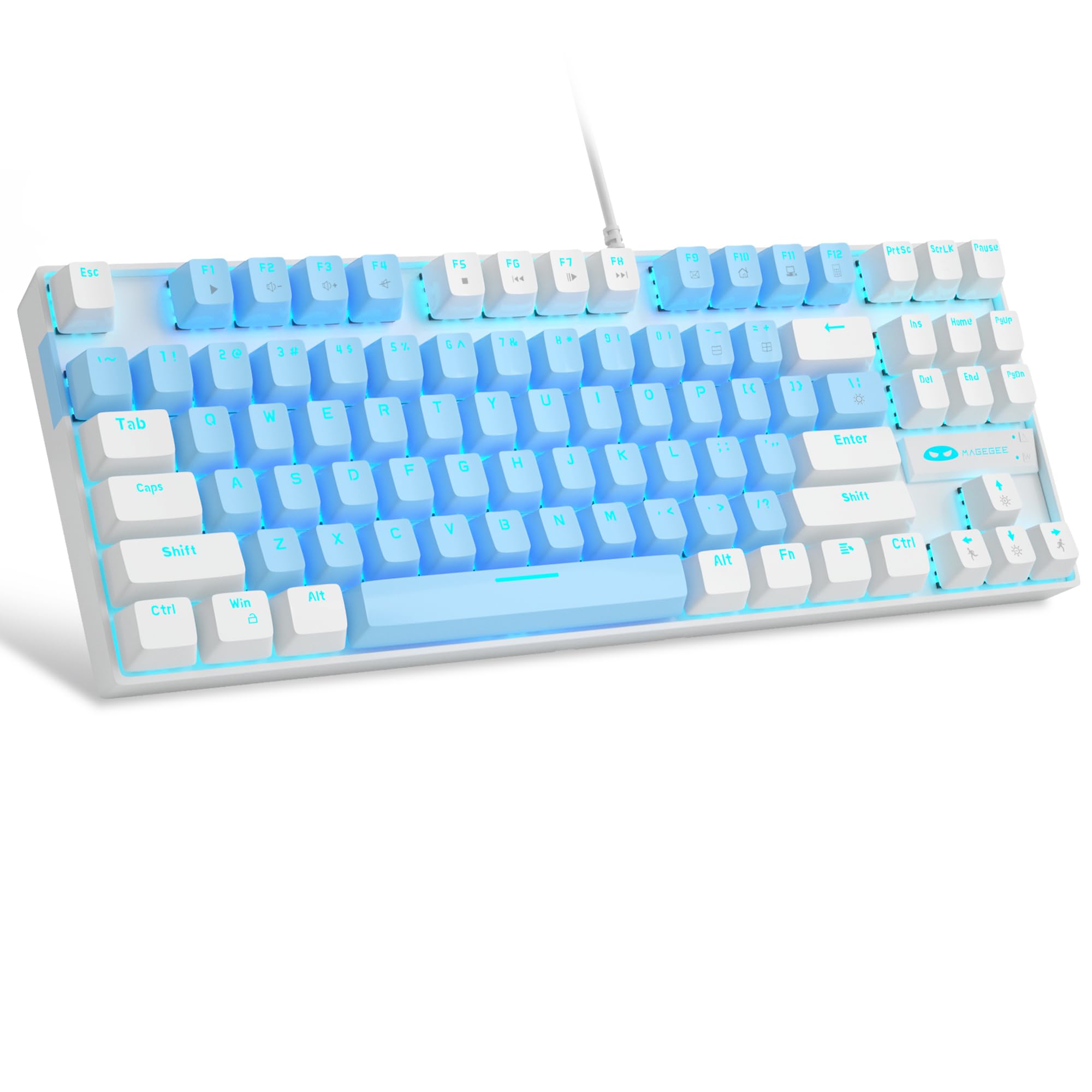 

MageGee 75% Mechanical Gaming Keyboard, Blue Switch, LED Blue Backlight, 87 Keys, Compact TKL Wired Keyboard for Windows Laptop PC Gamers - BlueWhite