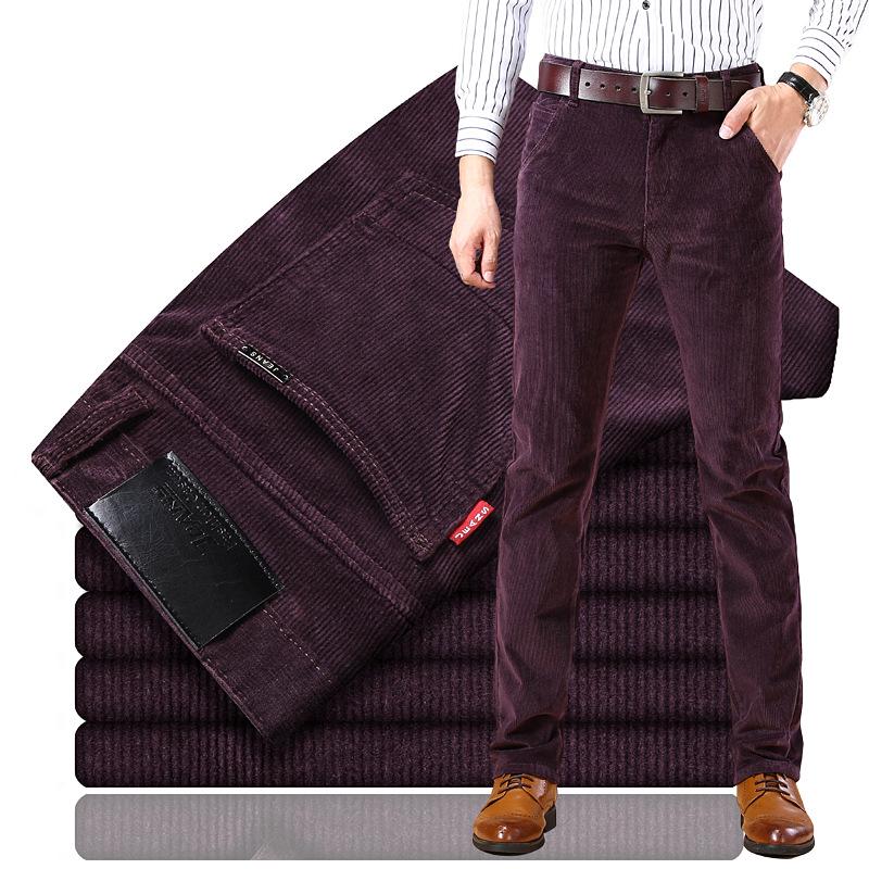2025 Men's Corduroy Pants: Straight, Loose Fit, Thick and Warm for Spring, Autumn, and Winter.