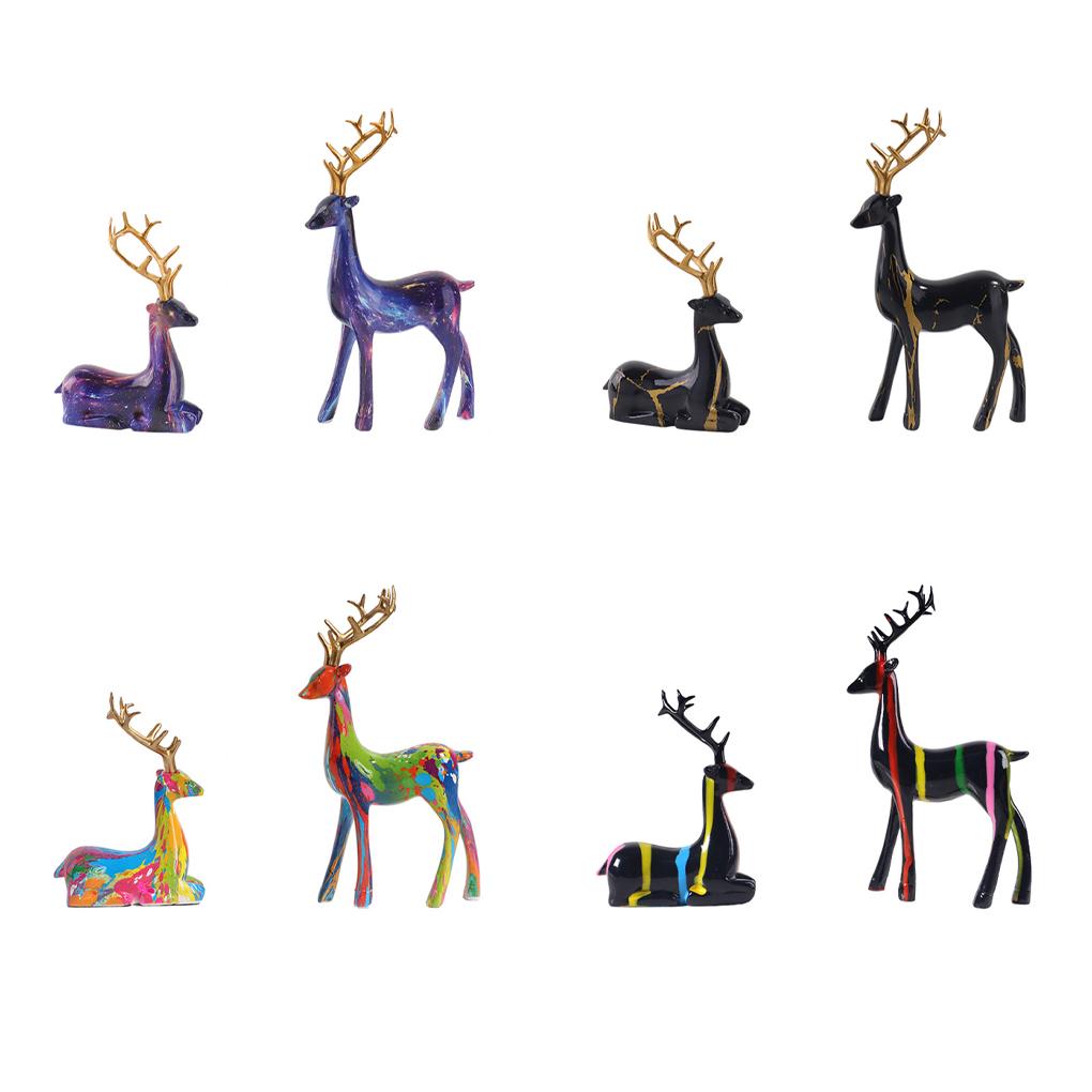 Resin Couples Elk Desktop Decor Gold Reindeer Animal Office Decoration Indoor Home Room Ornaments Table Craft Home Decoration