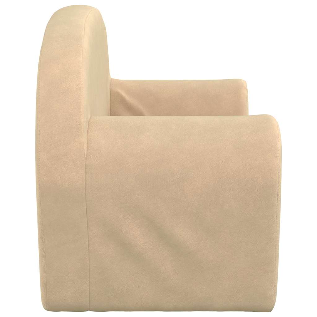 Vidaxl 2-Os. Sofa Dla Dzieci, Rozkładana, Kremowa, Miękki Plusz