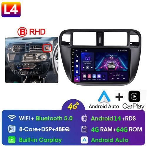 Android 14 Carplay Auto For Honda Civic 1996 1997 1998 1999 2000 2001 Multimedia Car Radio Player 4G Stereo 2 Din Tape Recorder