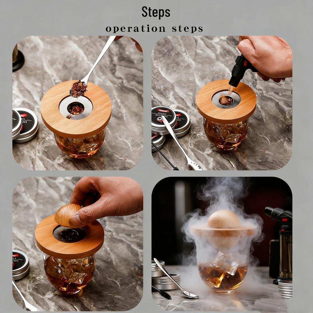 Whiskey Smoking Set: Cocktail Smoker with Ice Stones and Wood Chips