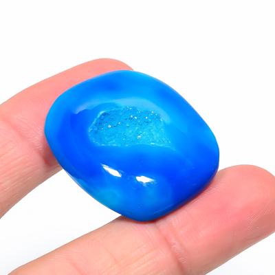 Akvamarínový krajkový achát 3x3,5 mm Přírodní kabošon Jemný volný 77,05 ct. K9F27