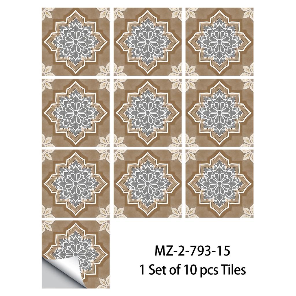 10 Pezzi Adesivi Piastrelle Mandala Boho - Decalcomanie Murali in PVC Lucido Cristallo - Murale Autoadesivo Impermeabile per Pavimento Cucina Bagno Decorazione Casa