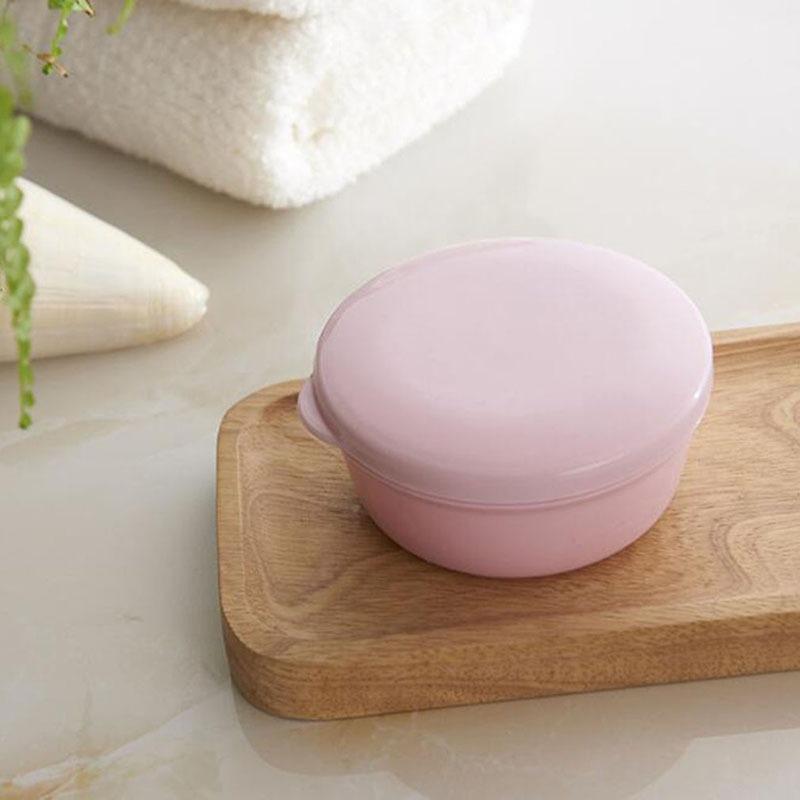 Portable Round Soap Dishes Container Leakproof Plastic Drain Soap Holder with Lid for Outdoor Hiking Camping Gym Travel