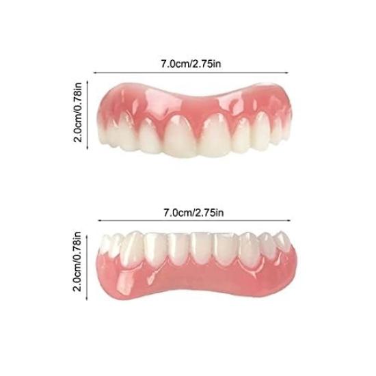 2 Pairs of Dentures, Prosthetic Teeth, Super Comfortable False Teeth, Perfect Fit, Flexible, Practical, Whitening Teeth, Natural and Comfortable Fit,